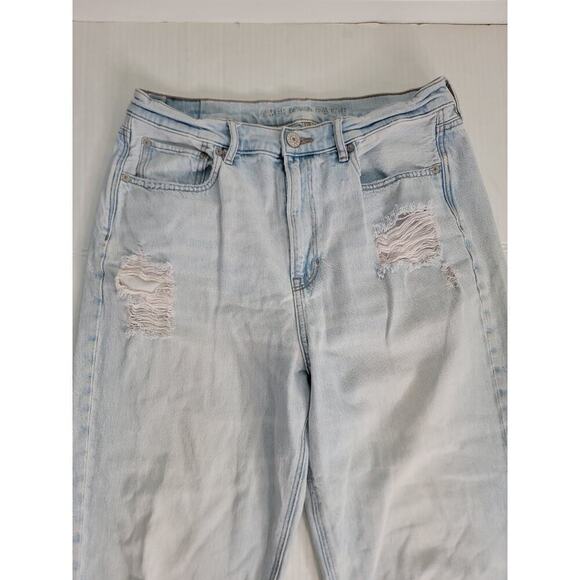 AMERICAN EAGLE Jeans Sz 14 Highest Rise 90's Boyfriend Distressed Destroy Drapey - Picture 3 of 11